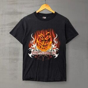 Vintage Disturbed Giant‎ Tag Y2K Black Band Tee Shirt Small